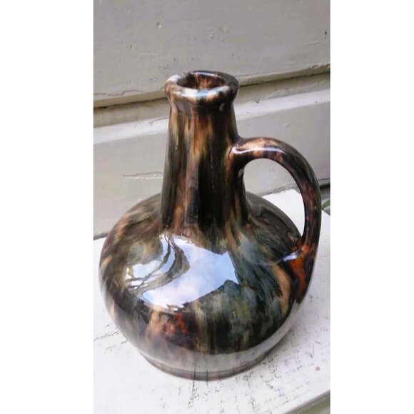 Vintage 1930's Brush McCoy Brown Onyx Glazed Ceramic Music Box Jug - Picture 2 of 8